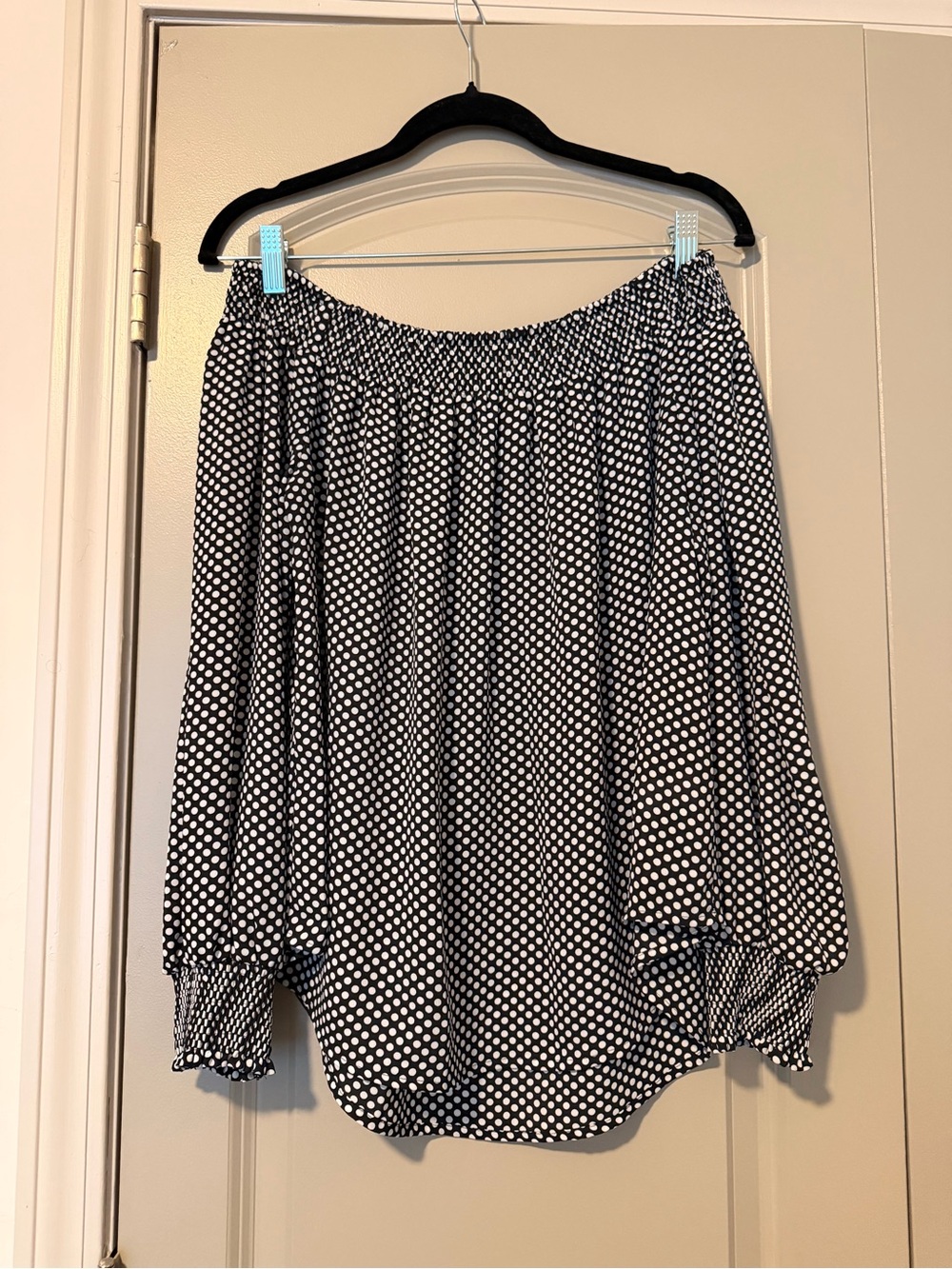 Express Polka Dot Off the Shoulder Top